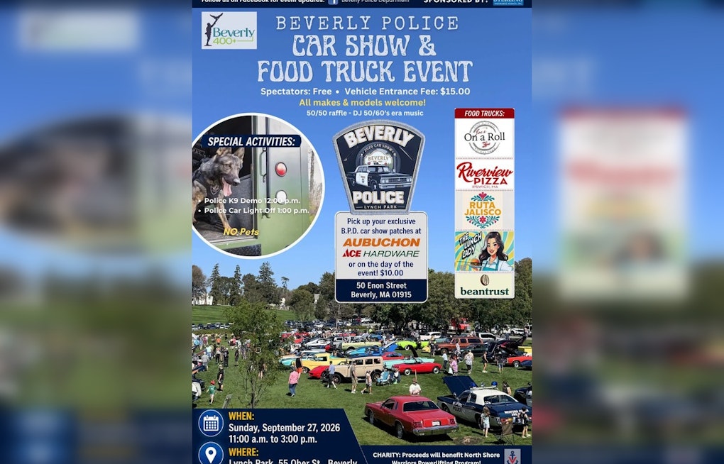 Chrome, Chow and Cops: Beverly Police Roll Out Lynch Park Car Show and Food Truck Fest