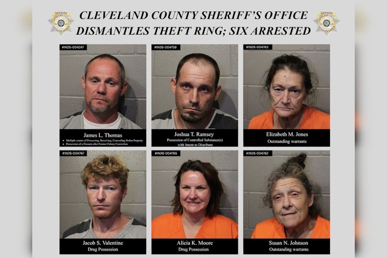 Cleveland County Deputies Bust Theft Ring, Six Arrested, Meth and Guns Seized