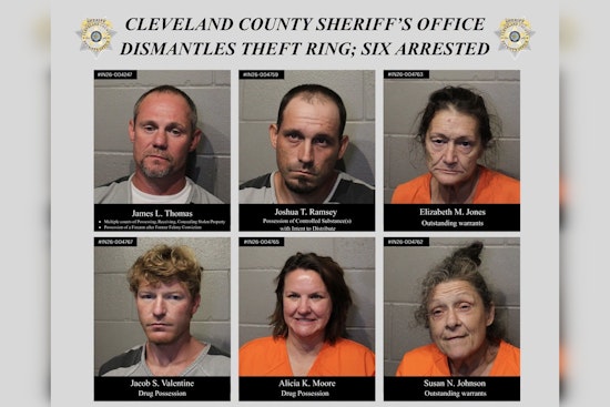 Cleveland County Deputies Bust Theft Ring, Six Arrested, Meth and Guns Seized