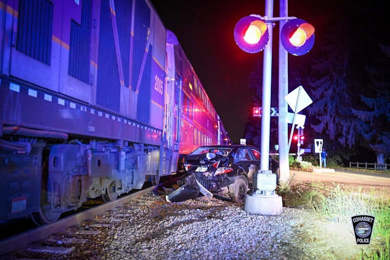 Cohasset Train Strikes Delivery Driver's Car After Wrong Turn Onto Tracks