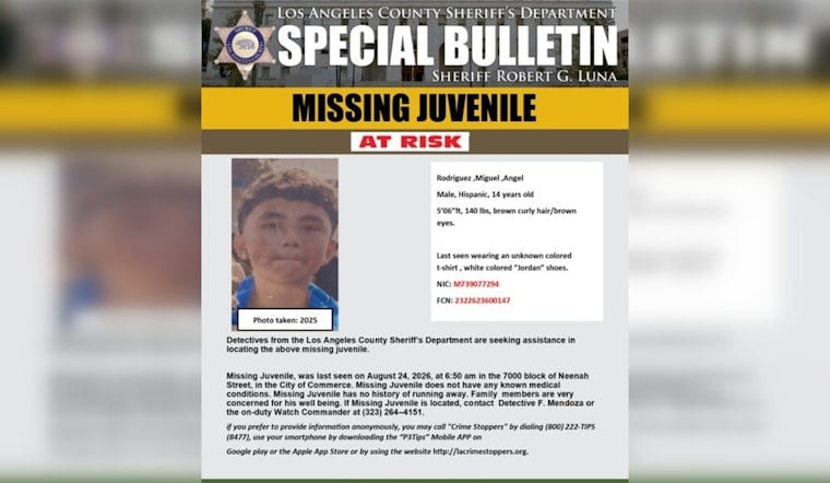 Commerce Boy, 14, Missing Since Tuesday Morning, Deputies Ask Public for Help