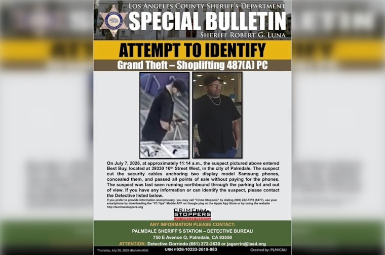 Cut-and-Run Thief Swipes Two Samsung Phones at Palmdale Best Buy, Cops Seek ID