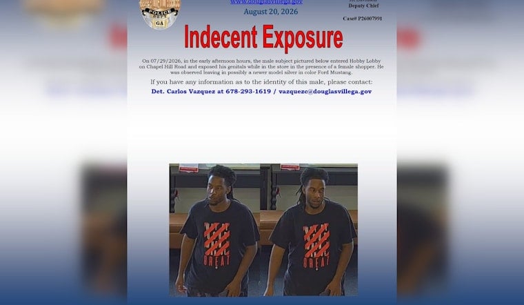 Douglasville Police Hunt Man Who Exposed Himself at Hobby Lobby, Fled in Mustang