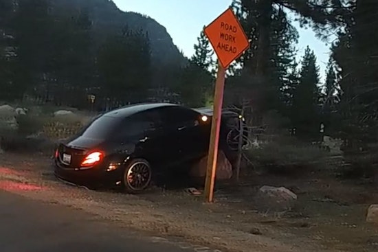 Echo Summit Chase Ends With Mercedes on a Boulder, Three Hurt in South Lake Tahoe