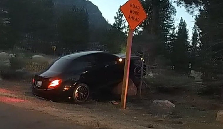 Echo Summit Chase Ends With Mercedes on a Boulder, Three Hurt in South Lake Tahoe