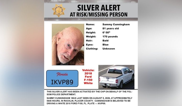 Folsom Police Sound Silver Alert as 81-Year-Old Vanishes Near Rocklin
