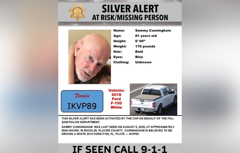 Folsom Police Sound Silver Alert as 81-Year-Old Vanishes Near Rocklin