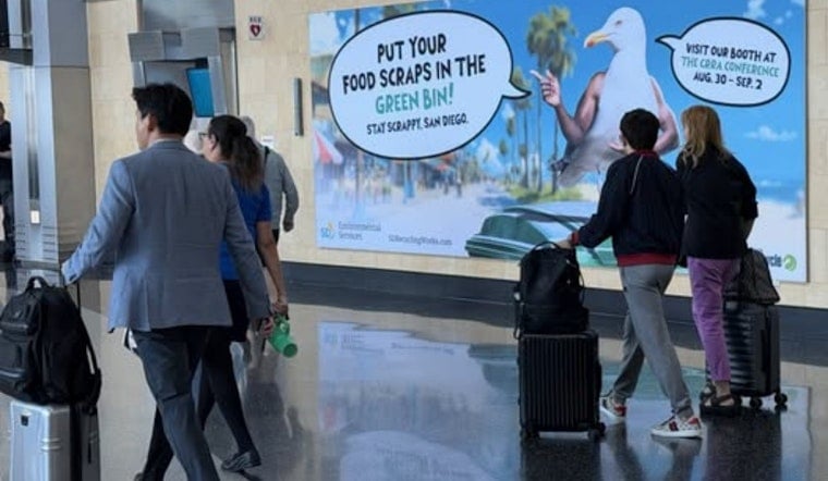 Gary the Seagull Greets Terminal 2 Travelers With a Green Bin Mission