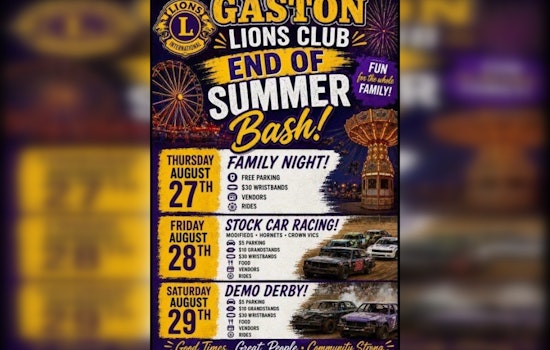 Gaston Lions Club Sets Three-Day End of Summer Bash With Demo Derby