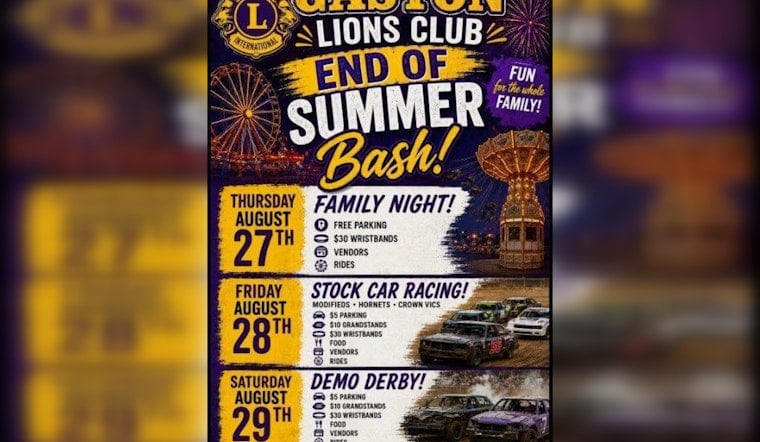 Gaston Lions Club Sets Three-Day End of Summer Bash With Demo Derby