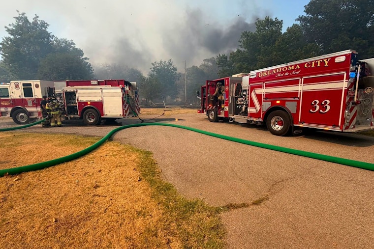 Grass Fire Near NW 10th and Council Shuts I-40, Torches Structure in OKC