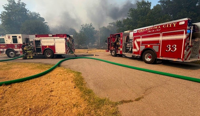 Grass Fire Near NW 10th and Council Shuts I-40, Torches Structure in OKC