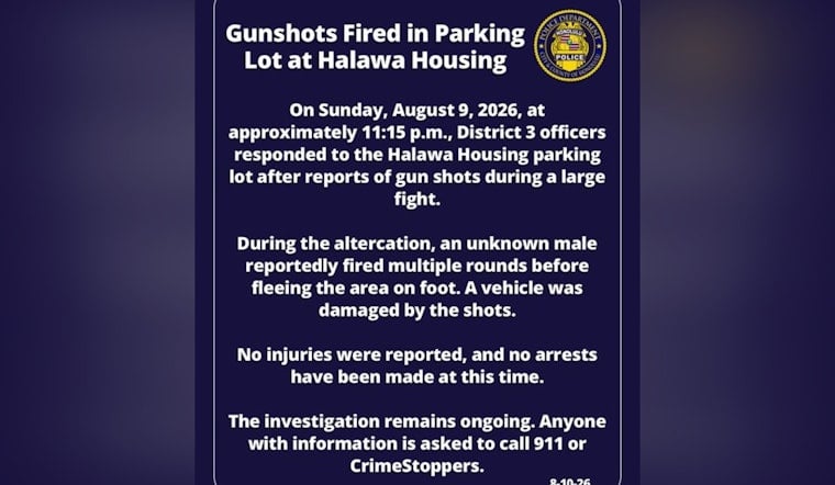 Gunman Sprays Bullets During Halawa Housing Brawl, Vehicle Hit, No Arrests