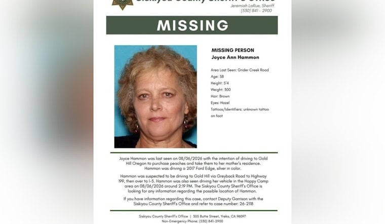 Happy Camp Woman Vanishes on Peach Run, Search Turns to Mountain Pass