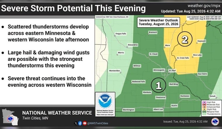 Heat Cranks Before Evening Hail Threat Slams Minneapolis–St. Paul