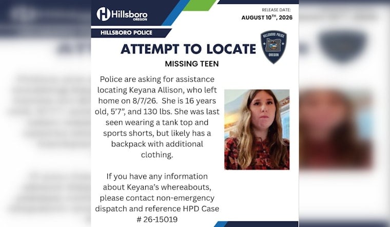 Hillsboro Police Search for Missing Teen Keyana Allison, 16, After Alarming Note