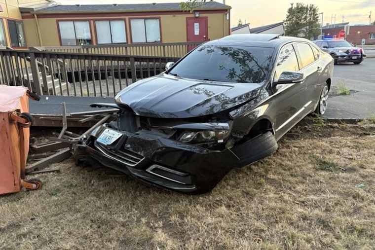 Hoquiam Chase Hits 100 MPH, Ends With Woman Dragged, School Ramp Smashed