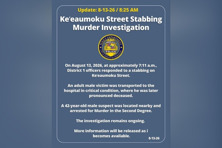Keʻeaumoku Street Stabbing Turns Deadly, Suspect Arrested for Murder