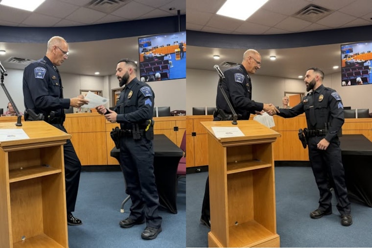 Lake Dallas Sergeant Honored for Pulling Man Off I-35 Overpass Ledge