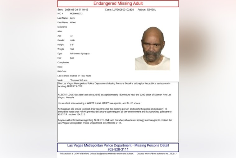 Las Vegas Police Search for Missing 72-Year-Old as Heat Warning Grips Stewart Avenue