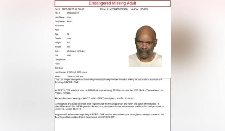Las Vegas Police Search for Missing 72-Year-Old as Heat Warning Grips Stewart Avenue