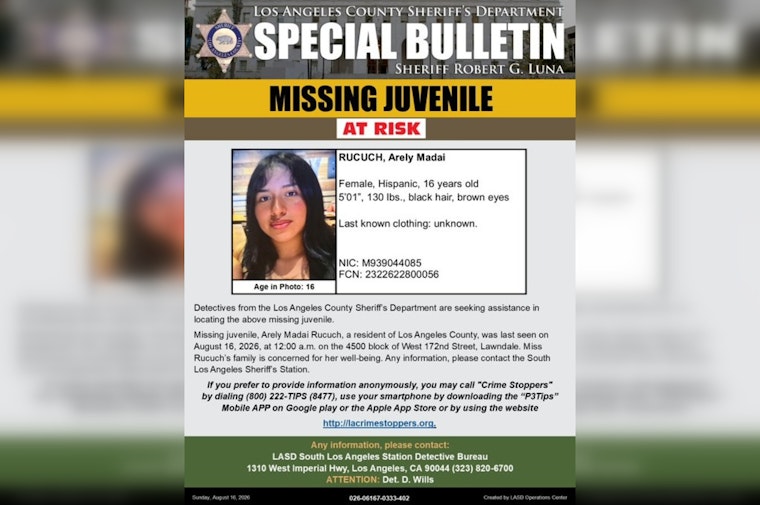 Lawndale Teen Arely Rucuch Vanishes Overnight, Sheriff's Detectives Seek Tips