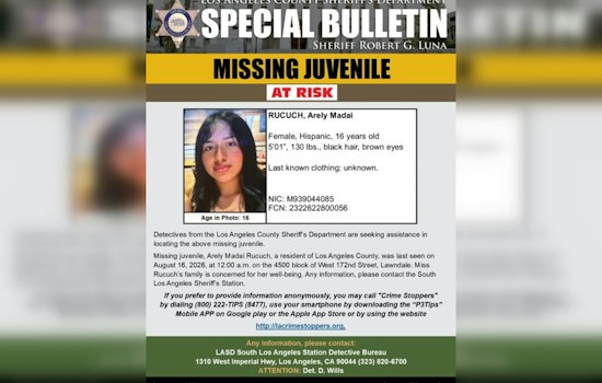 Lawndale Teen Arely Rucuch Vanishes Overnight, Sheriff's Detectives Seek Tips