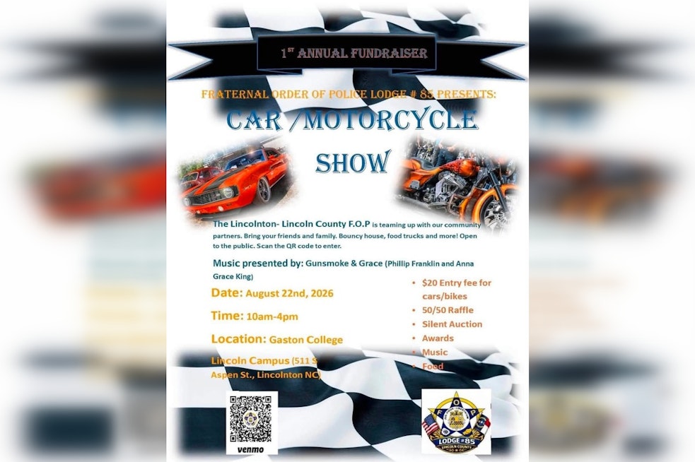 Lincolnton Police Lodge Revs Up First Car Show With Antique Fire Engine on Display