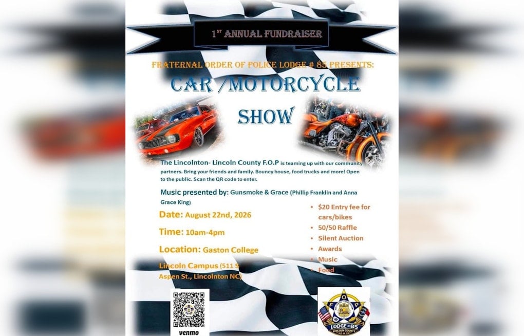 Lincolnton Police Lodge Revs Up First Car Show With Antique Fire Engine on Display