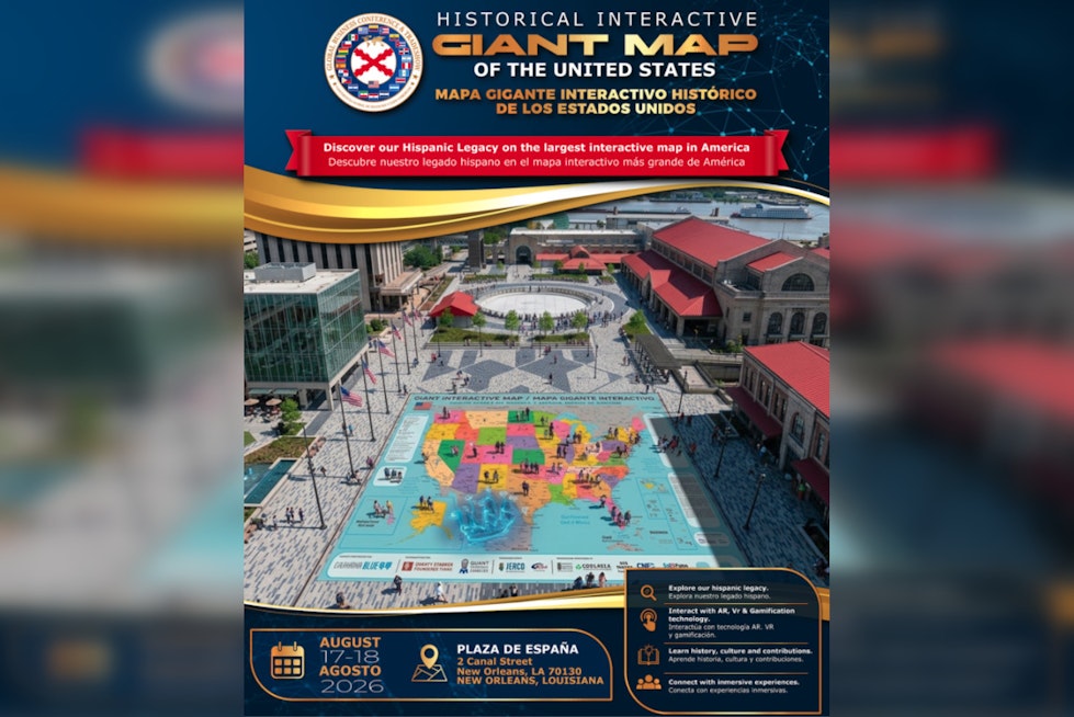 ‘Map-ificent!’ Giant Walkable Hispanic History Map Takes Over New Orleans’ Spanish Plaza