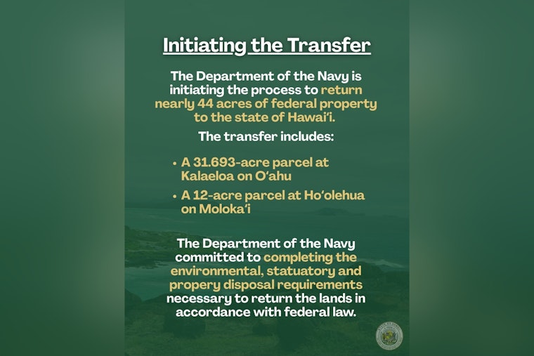 Navy to Return 44 Acres on Oʻahu, Molokaʻi to Hawaiʻi State Control