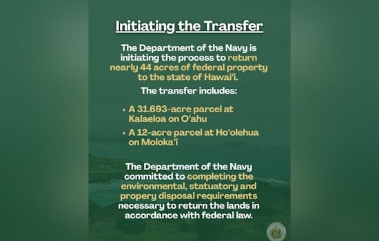 Navy to Return 44 Acres on Oʻahu, Molokaʻi to Hawaiʻi State Control