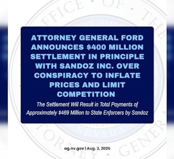 Nevada AG Joins $400M Sandoz Price-Fix Deal Over Generic Drugs