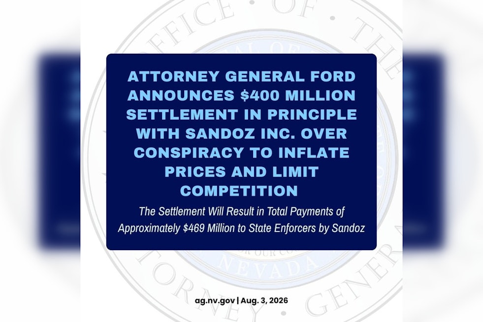 Nevada AG Joins $400M Sandoz Price-Fix Deal Over Generic Drugs