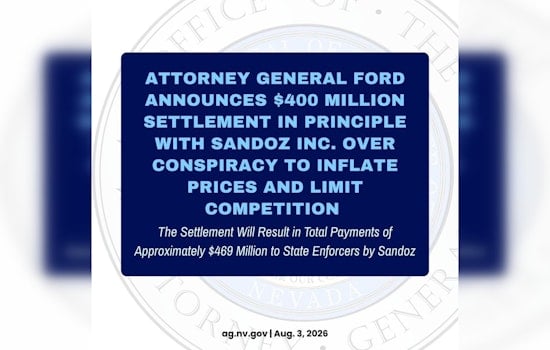 Nevada AG Joins $400M Sandoz Price-Fix Deal Over Generic Drugs