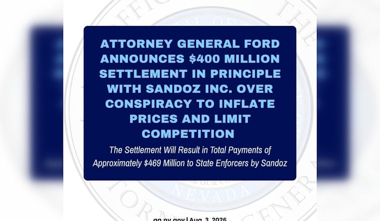 Nevada AG Joins $400M Sandoz Price-Fix Deal Over Generic Drugs