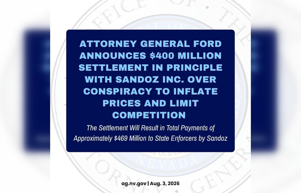 Nevada AG Joins $400M Sandoz Price-Fix Deal Over Generic Drugs