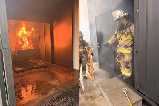 Norwich Township Firefighters Light First Live Fire at New THE DEN Tower