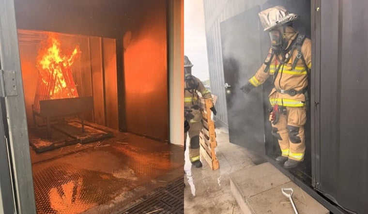 Norwich Township Firefighters Light First Live Fire at New THE DEN Tower