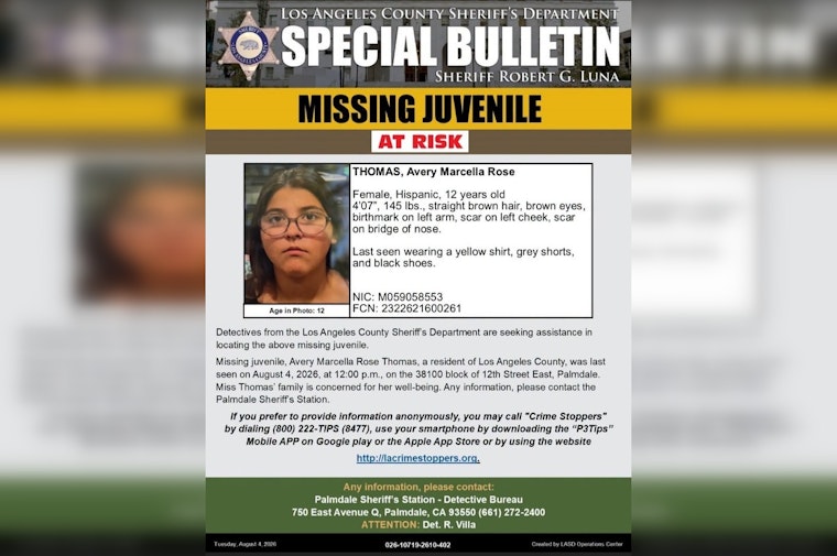 Palmdale Deputies Race To Find At-Risk 12-Year-Old Girl Missing Since Tuesday