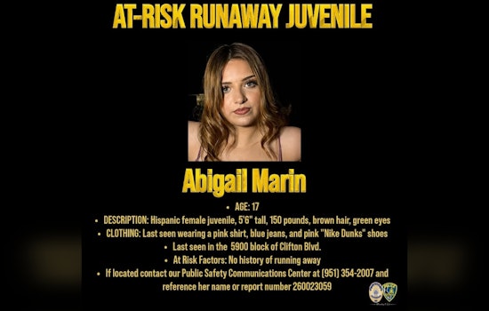 Riverside Teen, 17, Vanishes Without Phone — Police Search for Abigail Marin