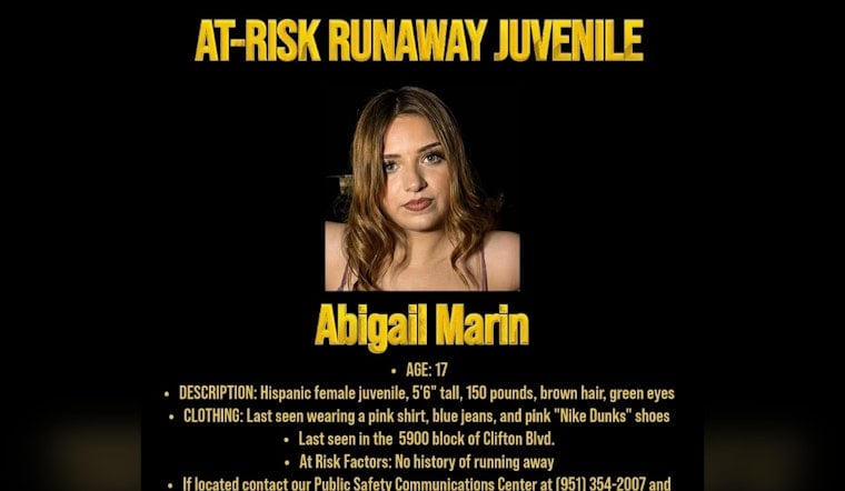 Riverside Teen, 17, Vanishes Without Phone — Police Search for Abigail Marin