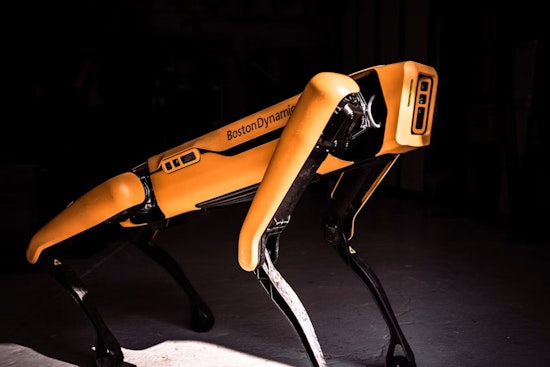 Robot Dogs Guard Cleveland Riverfront Site Where Cavs' New Home Rises
