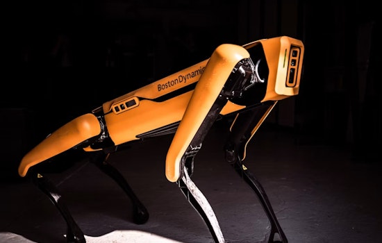 Robot Dogs Guard Cleveland Riverfront Site Where Cavs' New Home Rises