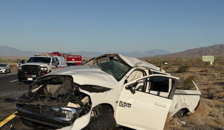 Rollover Traps Driver and Dog on I-10 Near Chiriaco Summit, Both Pulled Free