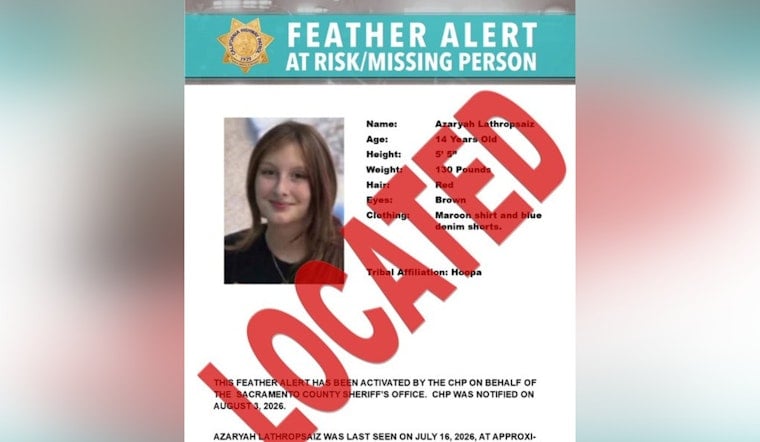 Sacramento Feather Alert Lifted After Missing 14-Year-Old Girl Found