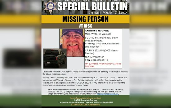 Santa Clarita Search Underway for Suicidal Man Anthony McCabe, 47