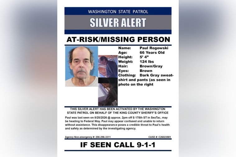 SeaTac Silver Alert: 66-Year-Old May Be Walking Toward Federal Way