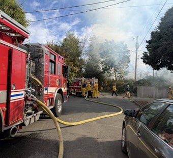 Second-Alarm Brush Fire Erupts Along Westbound I-84 in Portland