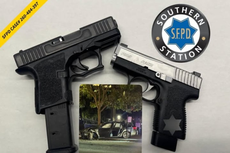 SFPD Southern Station Chase Ends in Crash, Two Guns Seized, Three Arrests